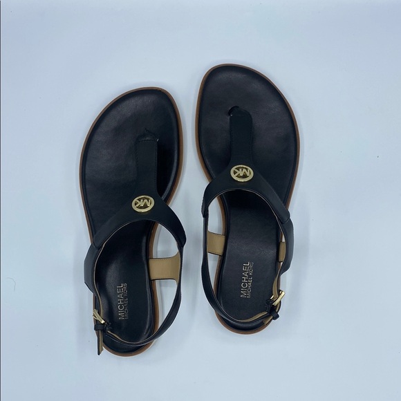 ✨Michael Kors Black T-Strap Sandals with Gold Hardware✨ - Picture 8 of 8
